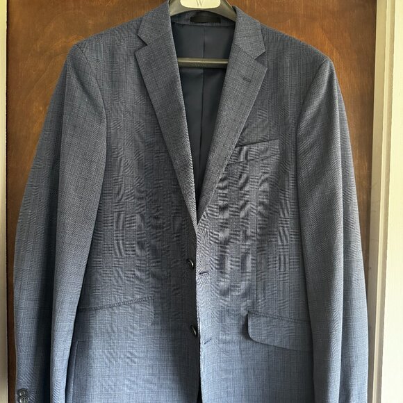 Men's Kenneth Cole REACTION Techni-Cole 2 Piece Suit in Navy Plaid 38L - Picture 1 of 10